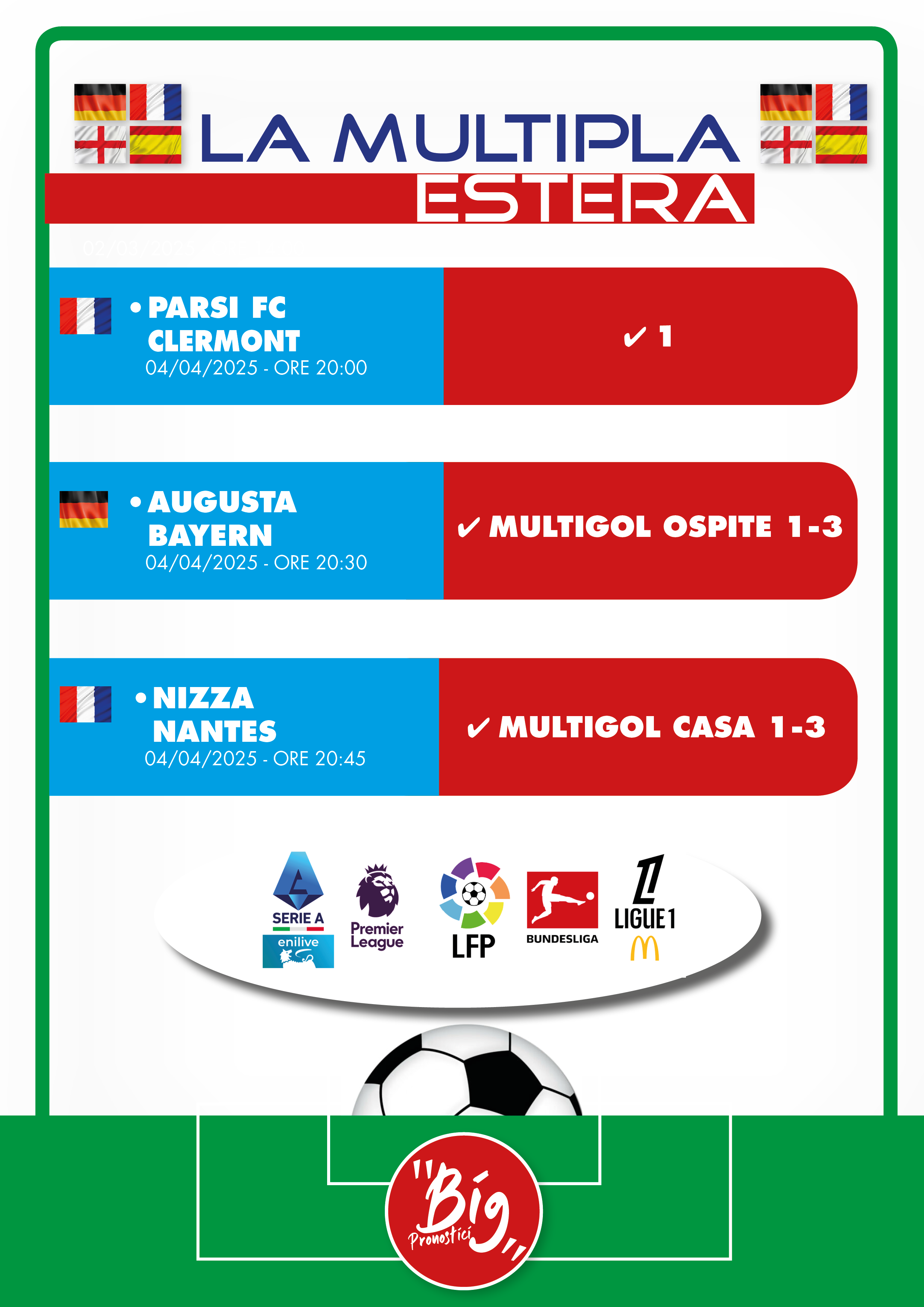 Pronostico raddoppio Serie A 27 giornata